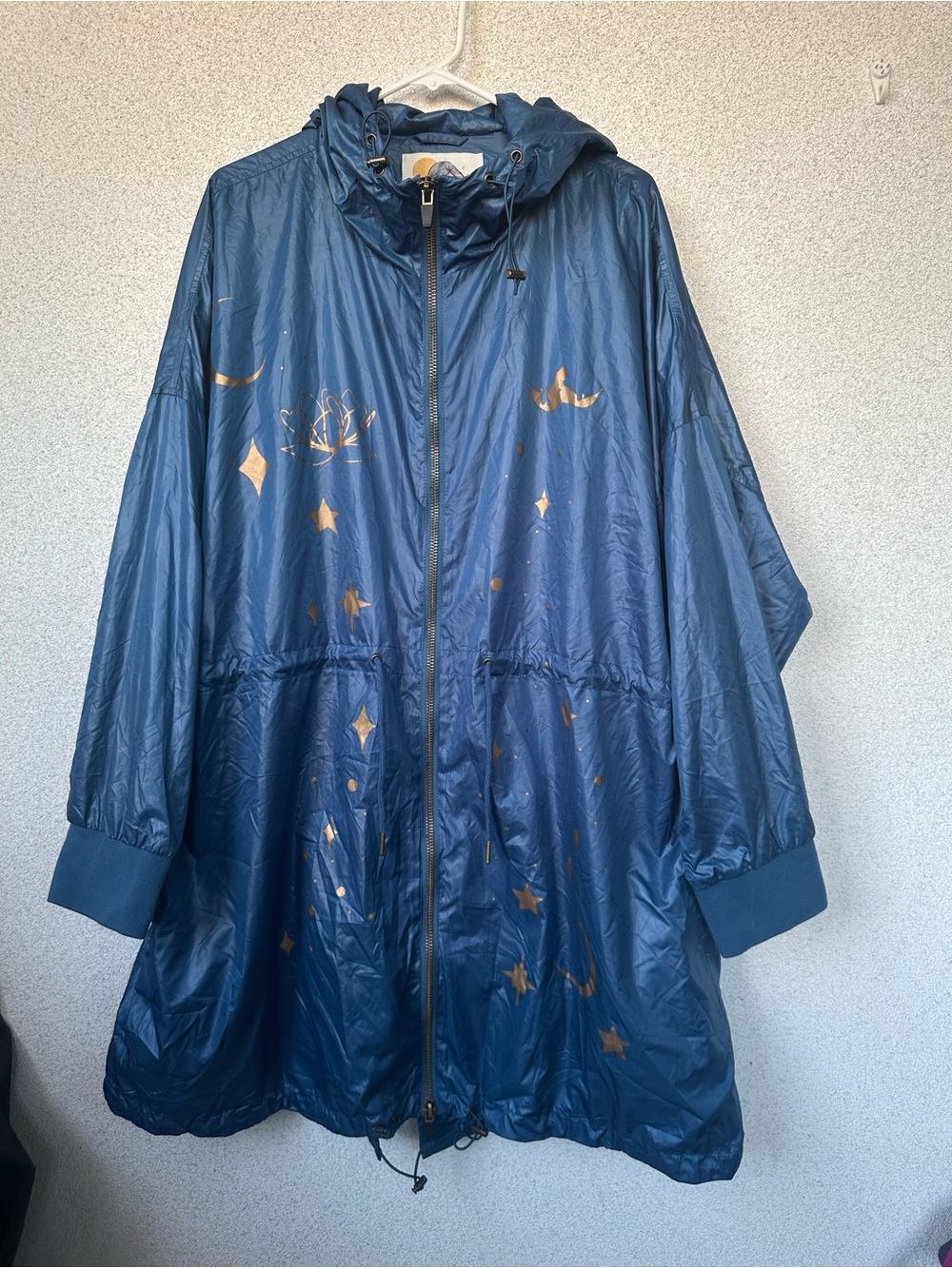 Disney Parks Princess Jasmine Rain Windbreaker Jacket Blue Gold Stars, Size 3X